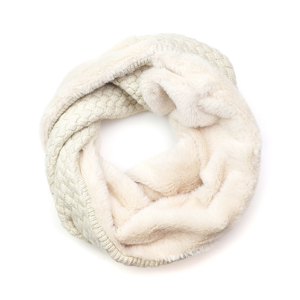 Peace of Mind Basket Weave Knit & Faux Fur Reversible Snood